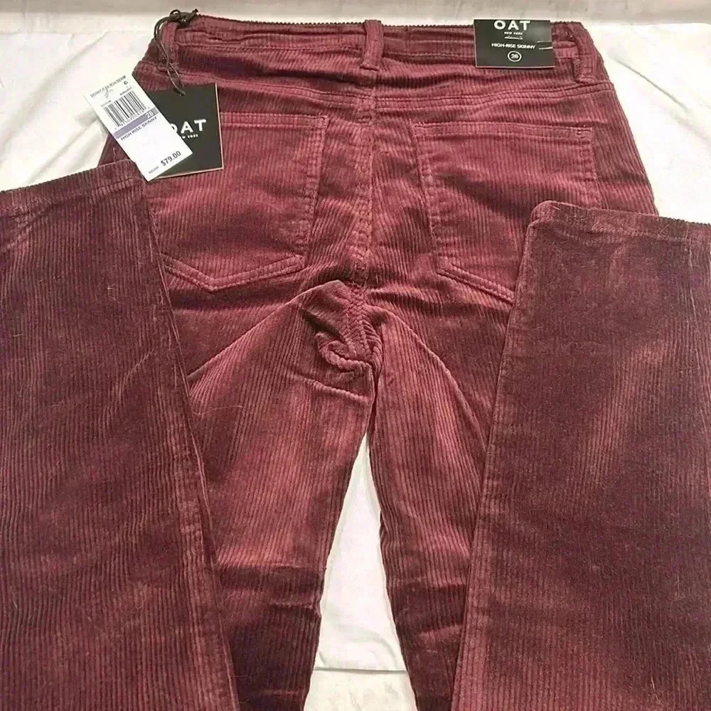 OAT New York Women High Rise Skinny Burgundy Corduroy Size 26 - Picture 5 of 6